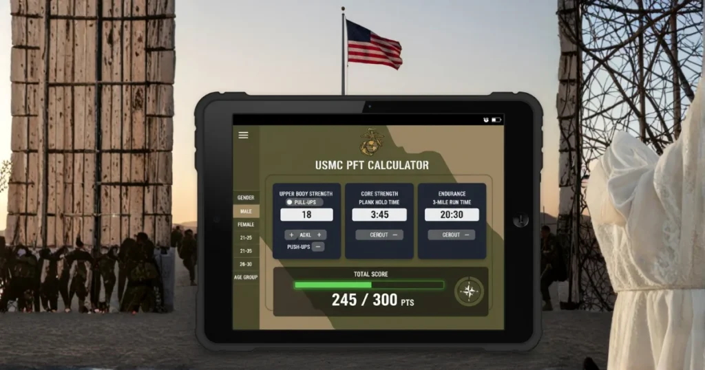 Marine Corps PFT Score Calculator – Pull-Ups, Plank, Run